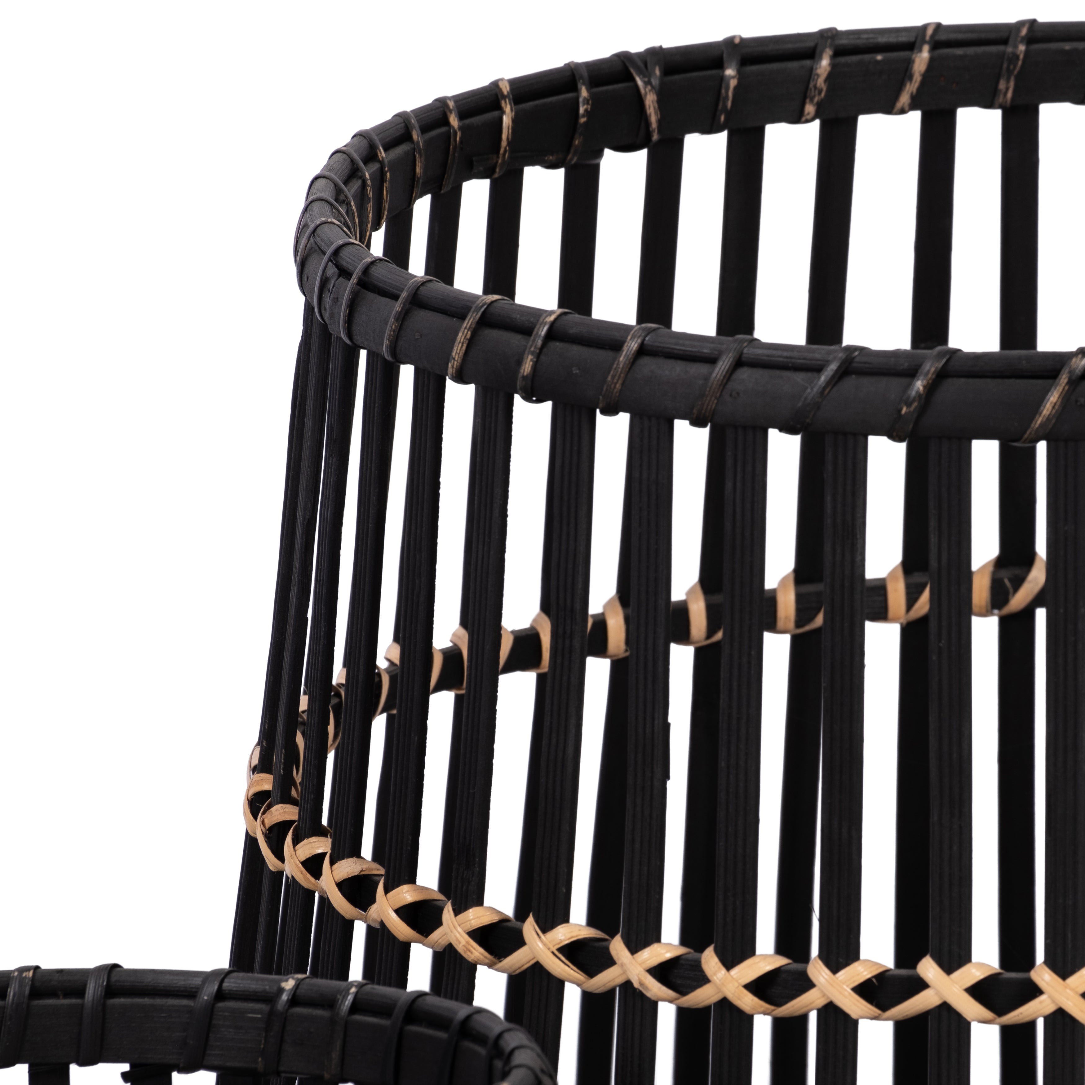 S/3 Bamboo Footed Planters 17/14/10", Black - Decor Addict, LLC