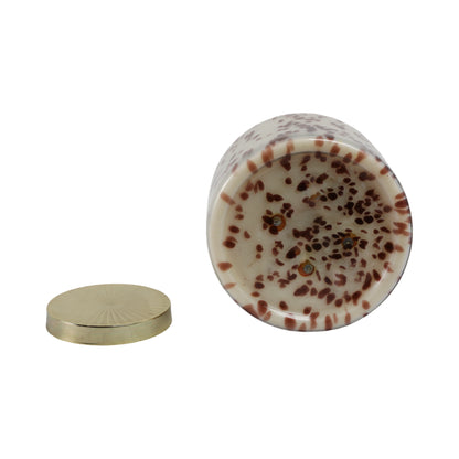 9" 180 Oz Cinnamon Speckle Lidded Candle, Brown/go - Decor Addict, LLC