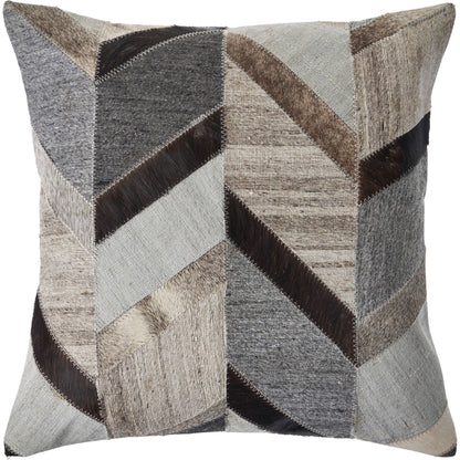 Multicolored Chevron Faux Leather Throw Pillow: Gray/Brown / Poly Filled - Decor Addict, LLC