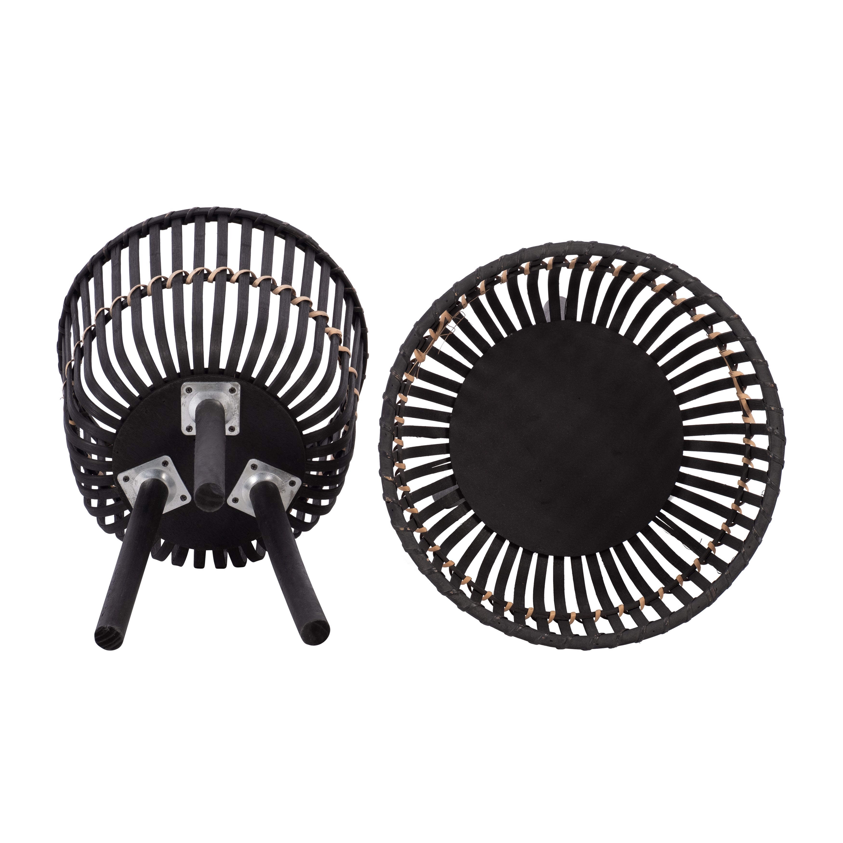 S/2 Bamboo Footed Planters 10/12", Black - Decor Addict, LLC