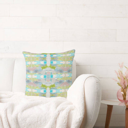Ava Decorative Abstract Art Throw Pillow Green Blue Mauve: 18x18 / Wihout Insert - Decor Addict, LLC