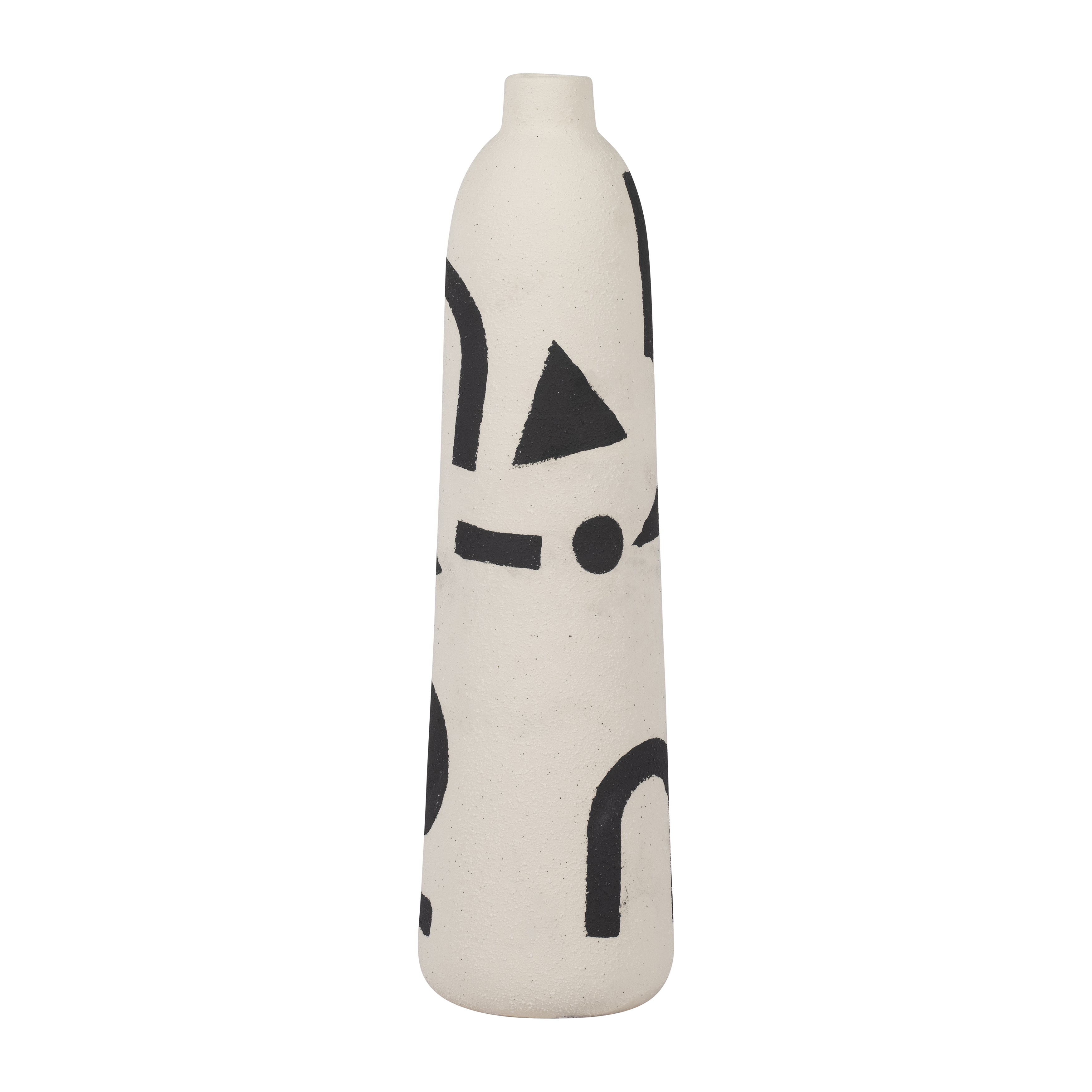 Cer, 15" Funky Vase, Ivory/black - Decor Addict, LLC