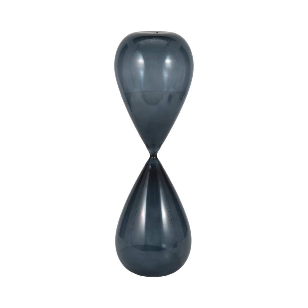 Glass Small Sleek Teardrop Hourglass - Blue, 20 in. - Decor Addict, LLC