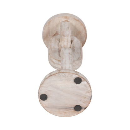 Wood, 11" Chain Pillar Candle Holder, White - Decor Addict, LLC