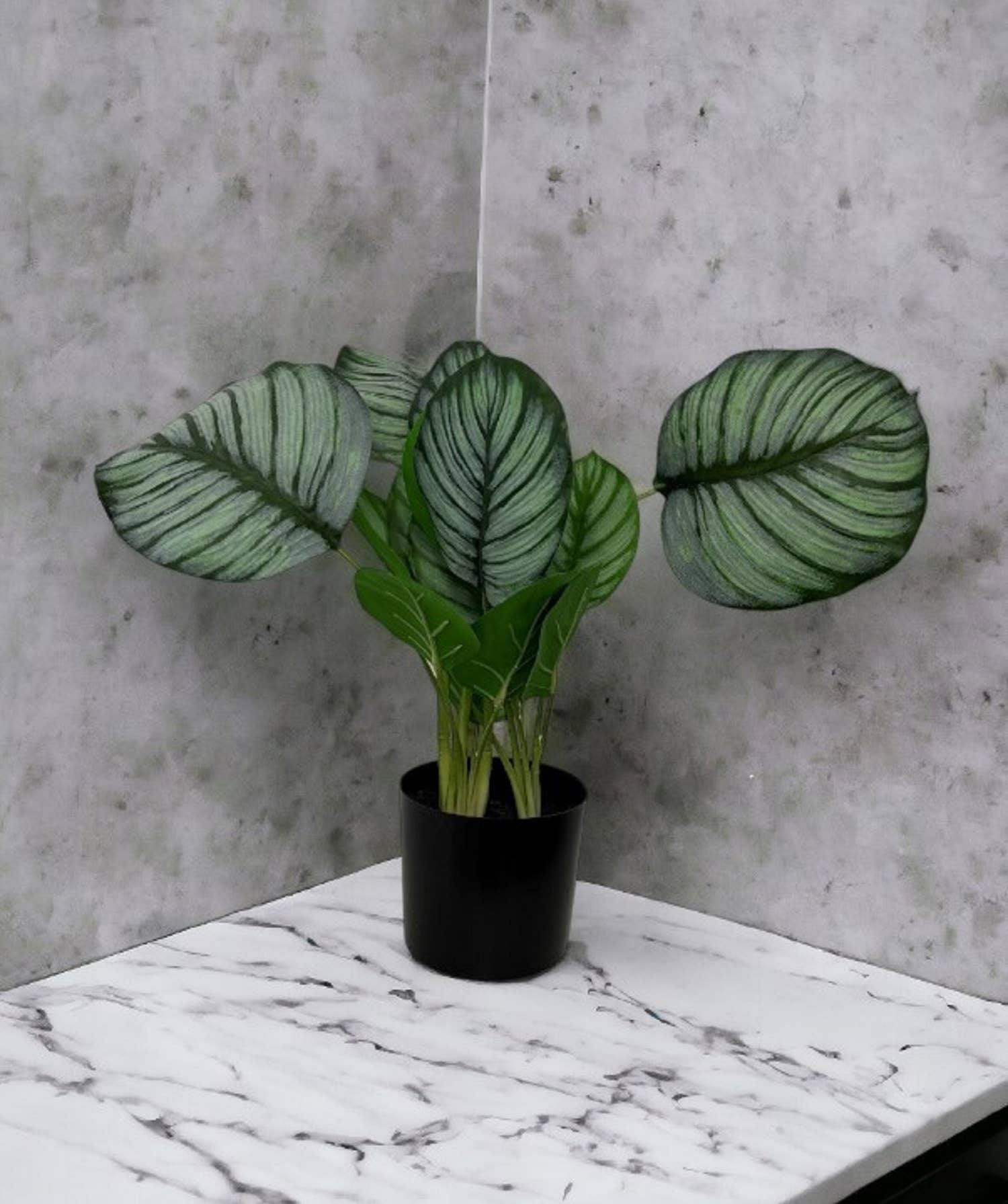 Faux Marantaceae w/ Pot 21"H: PVC GRASS / PLASTIC POT - Decor Addict, LLC