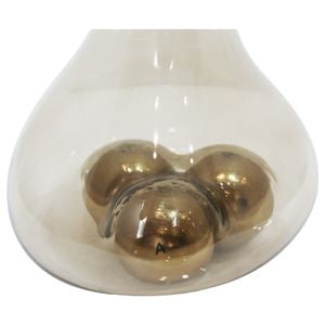 16" Feline Glass Vase with Metal Ball Base, Gold