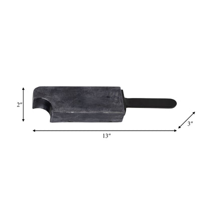 Black 13 in. Aluminum and Marble Bitten Popsicle Figurine - Decor Addict, LLC
