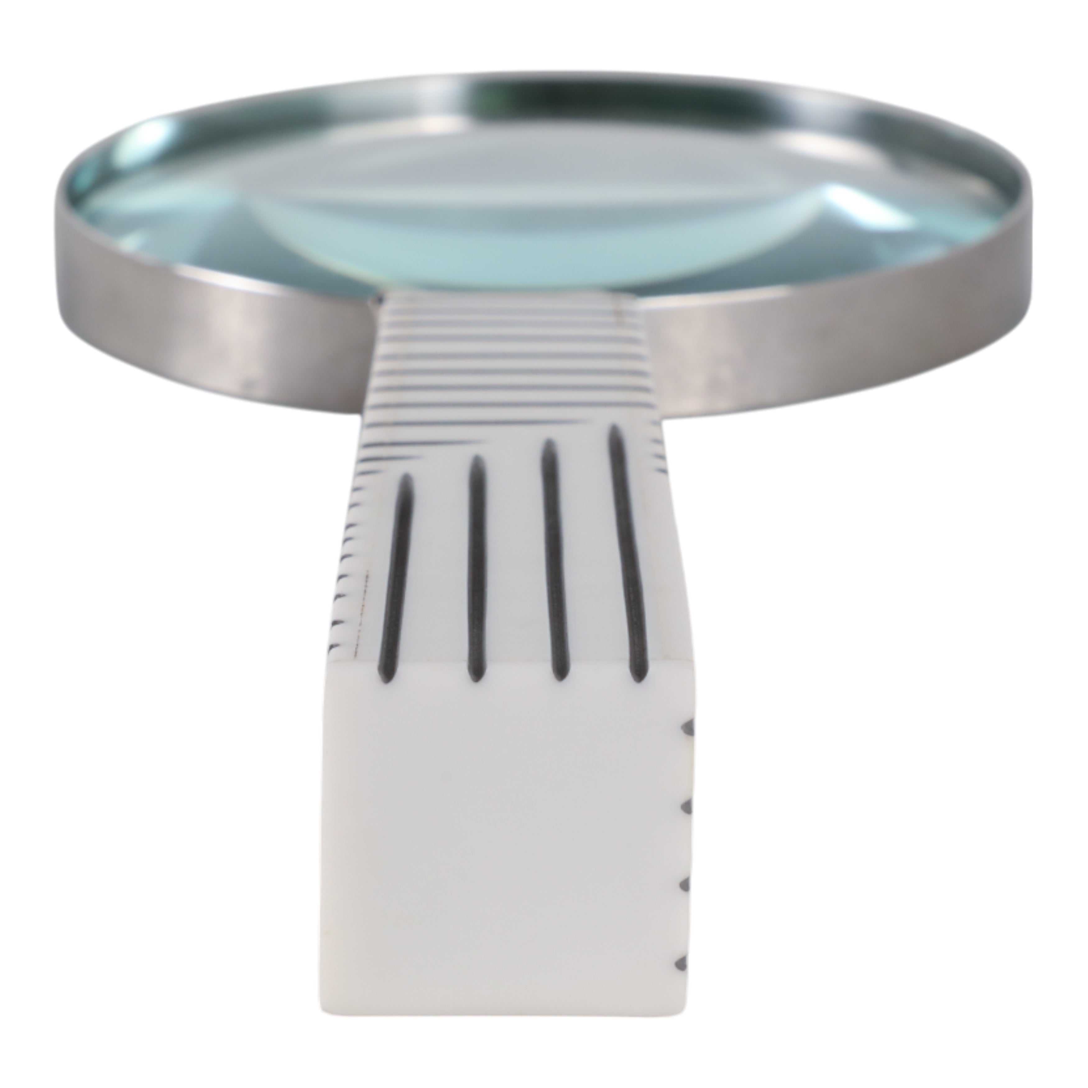 10x4" Lines Handle Magnifying Glass, White/ Black - Decor Addict, LLC