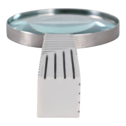 10x4" Lines Handle Magnifying Glass, White/ Black - Decor Addict, LLC