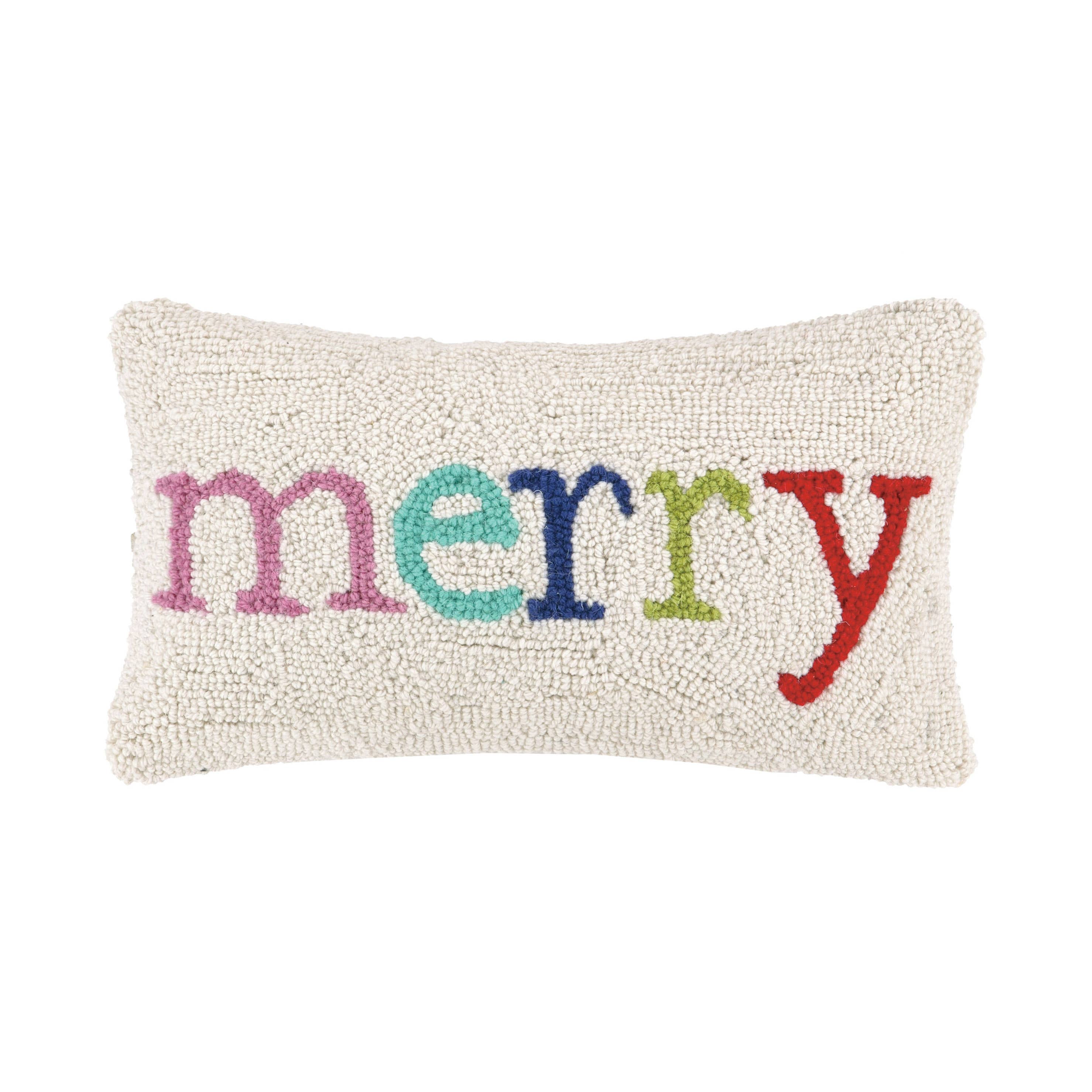 Merry Multi Christmas Hook Pillow - Decor Addict, LLC