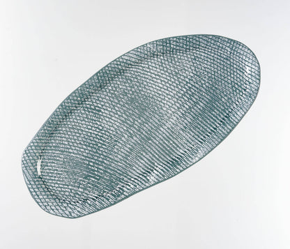 Wavy Tray Large Free 39x19 Black & White Elegant: Black & White / Glass - Decor Addict, LLC