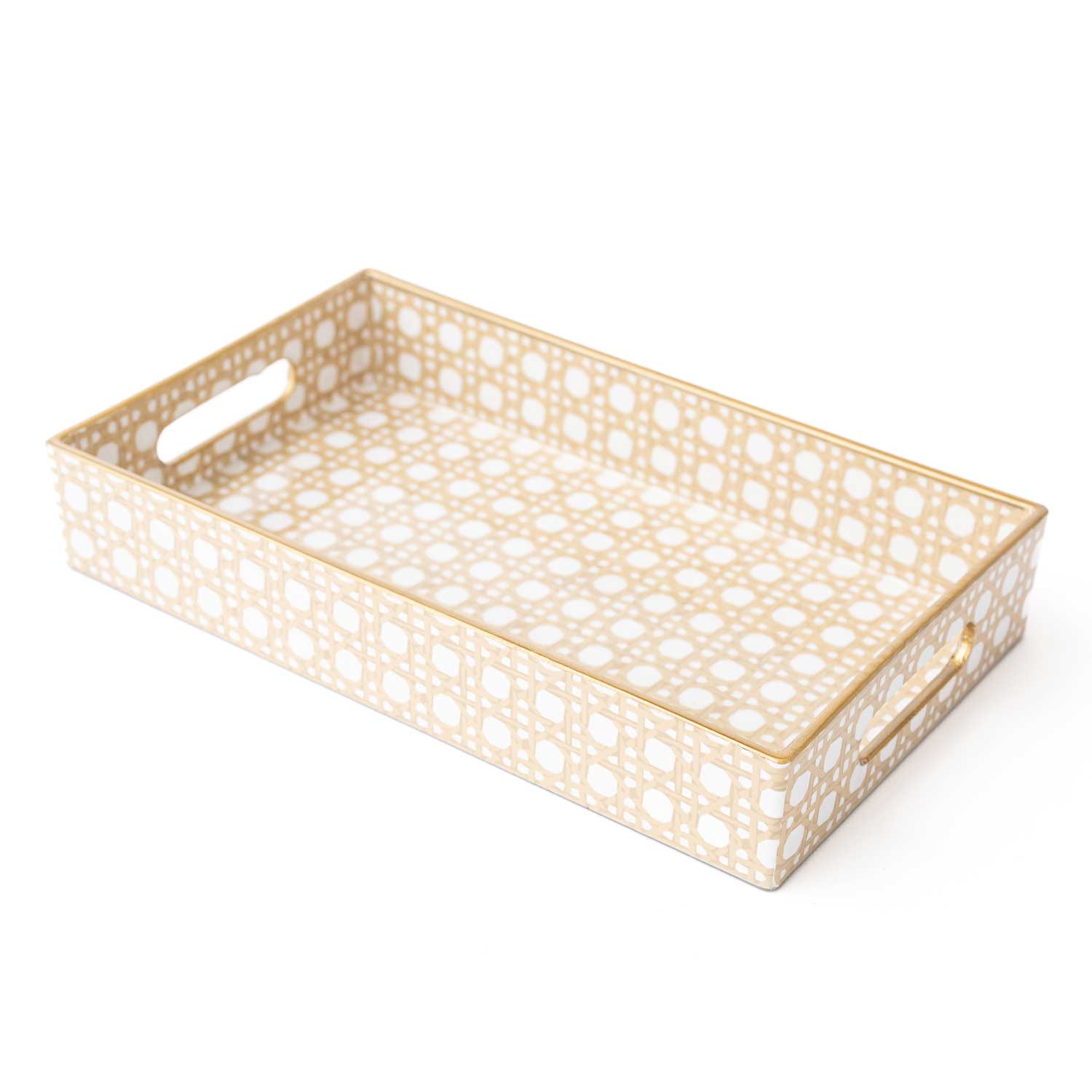 Tan Cane Vanity Tray - Decor Addict, LLC