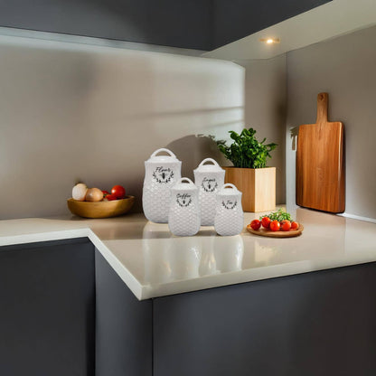 Ceramic Honey Bee Canisters, 4 Pc/Set  (Sku#: 19648) - Decor Addict, LLC