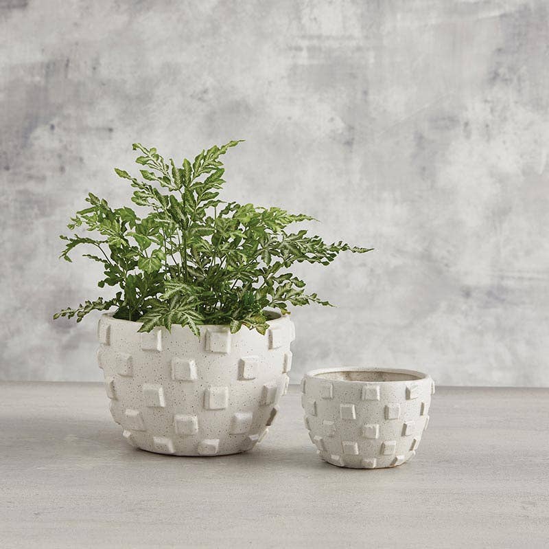 Wide Sq Texture Pot Lg - Decor Addict, LLC
