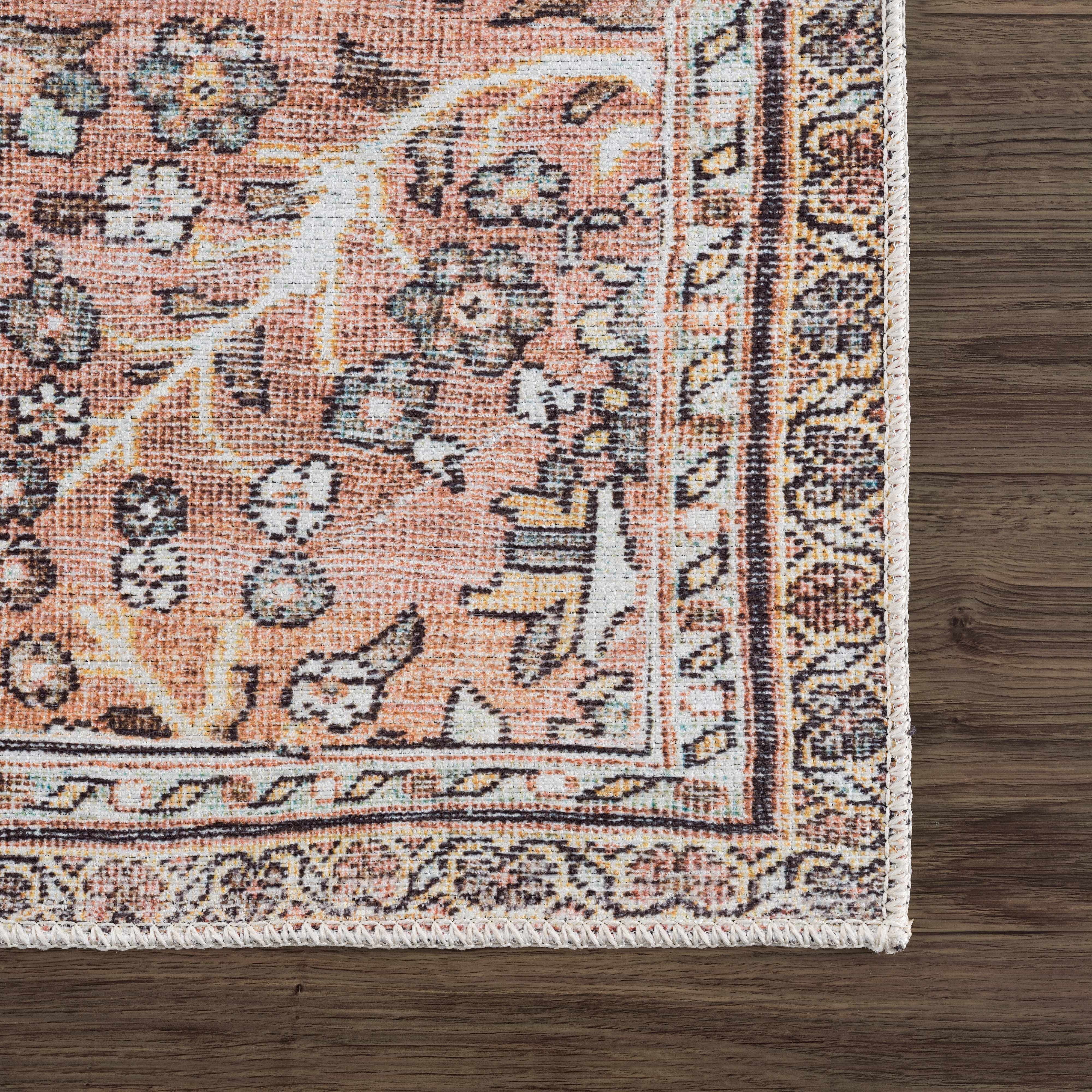 Urpi Rose & Brown Washable Area Rug - Decor Addict, LLC