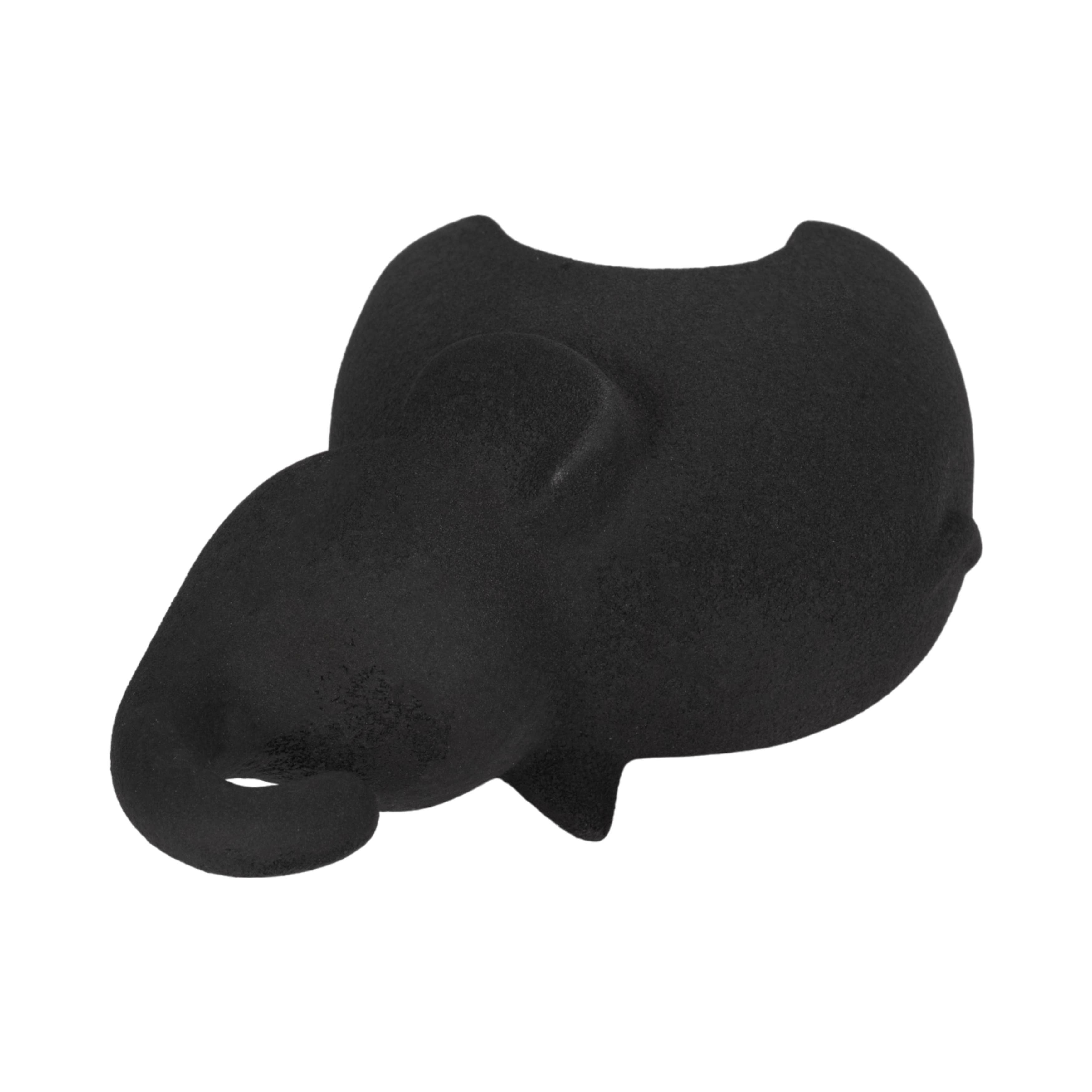Black 8 in. Porcelain Elephant with Rough Texture Figurine - Decor Addict, LLC
