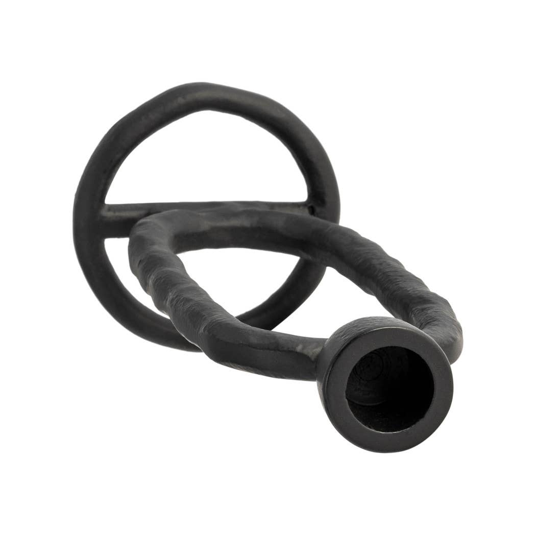 Metal Oval Ring Taper Candle Holder - Black, 8 in. - Decor Addict, LLC