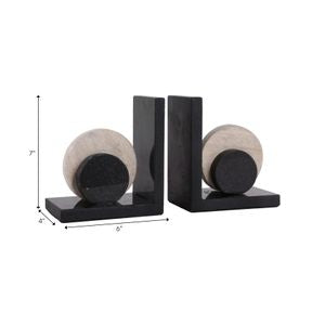 Rinnoit Travertine & Marble Bookends, Black (Set of 2)