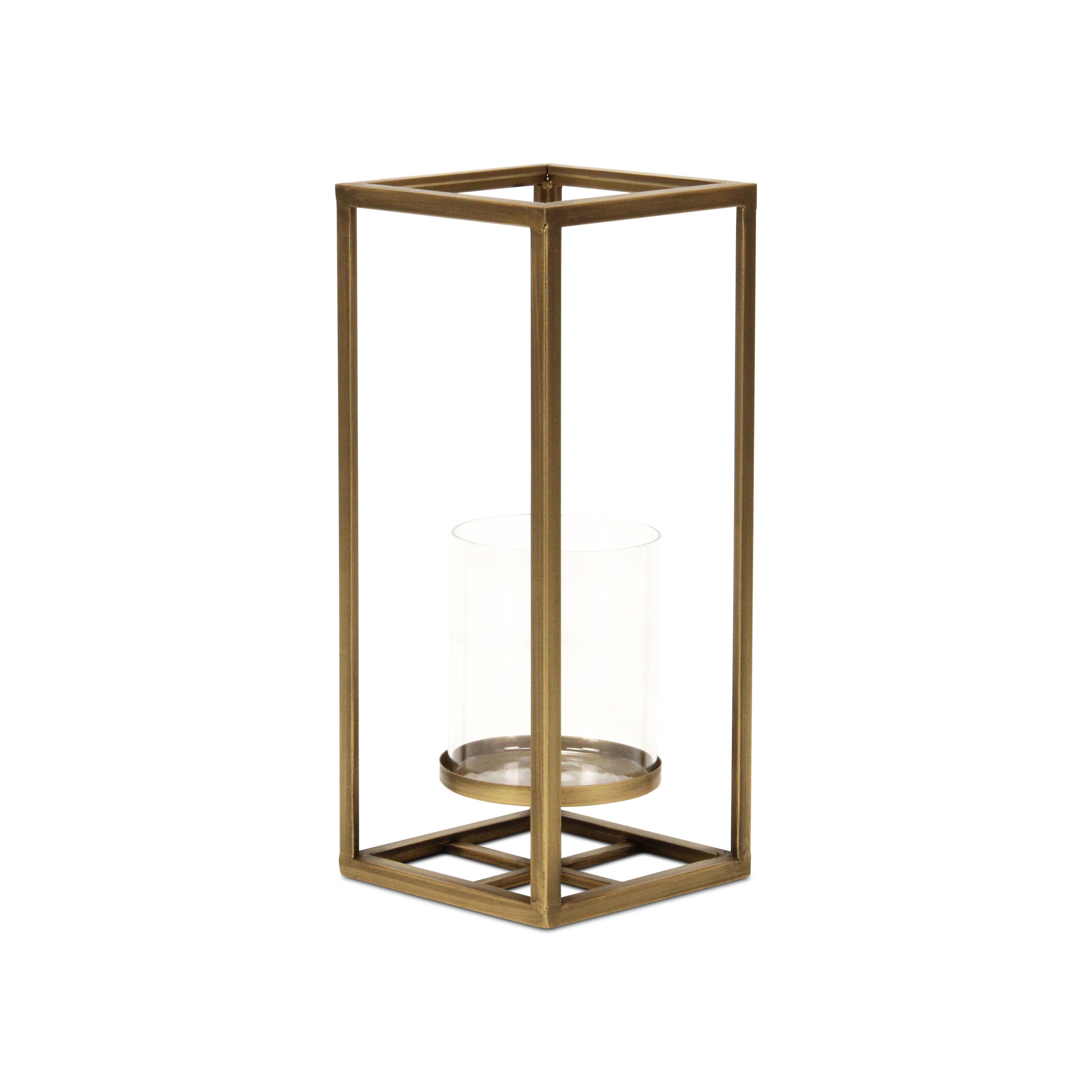 Pembertale Tall Square Gold Metal Lantern: Large - Decor Addict, LLC