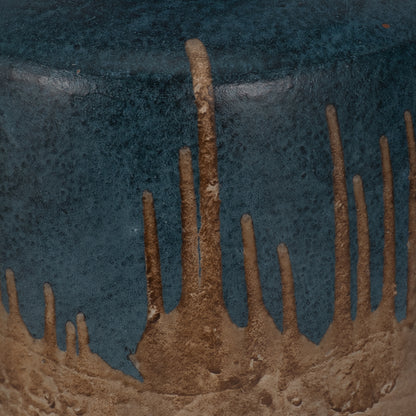 Terracotta, 12"h 2-tone Vase, Blue/ivory - Decor Addict, LLC