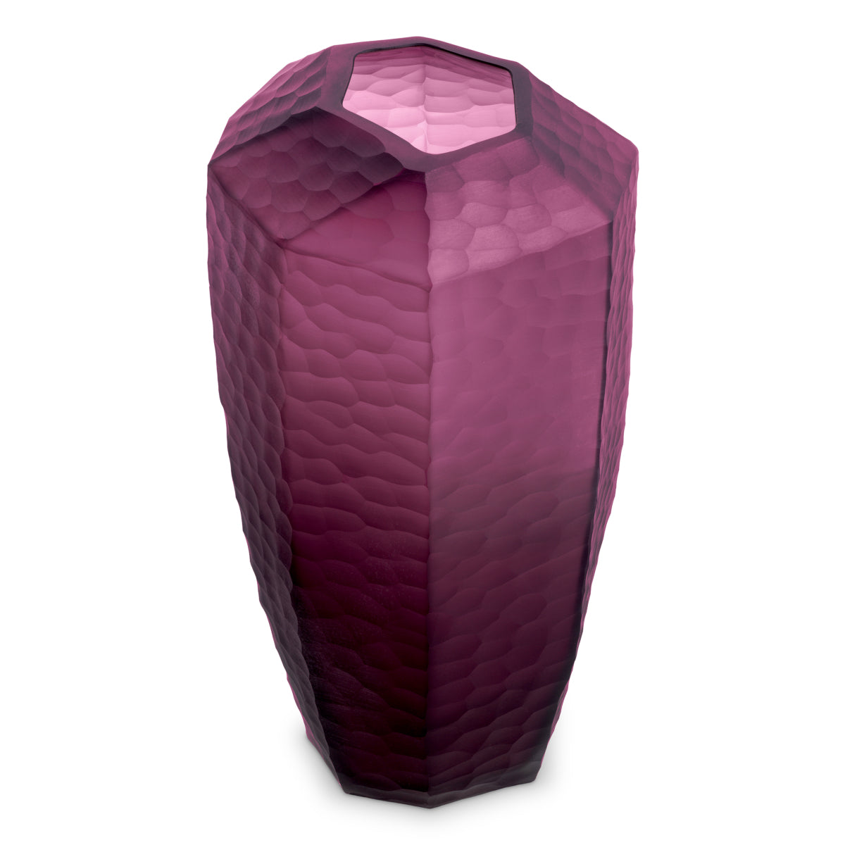 Larisa Purple Glass Vase by Eichholtz, faceted rim