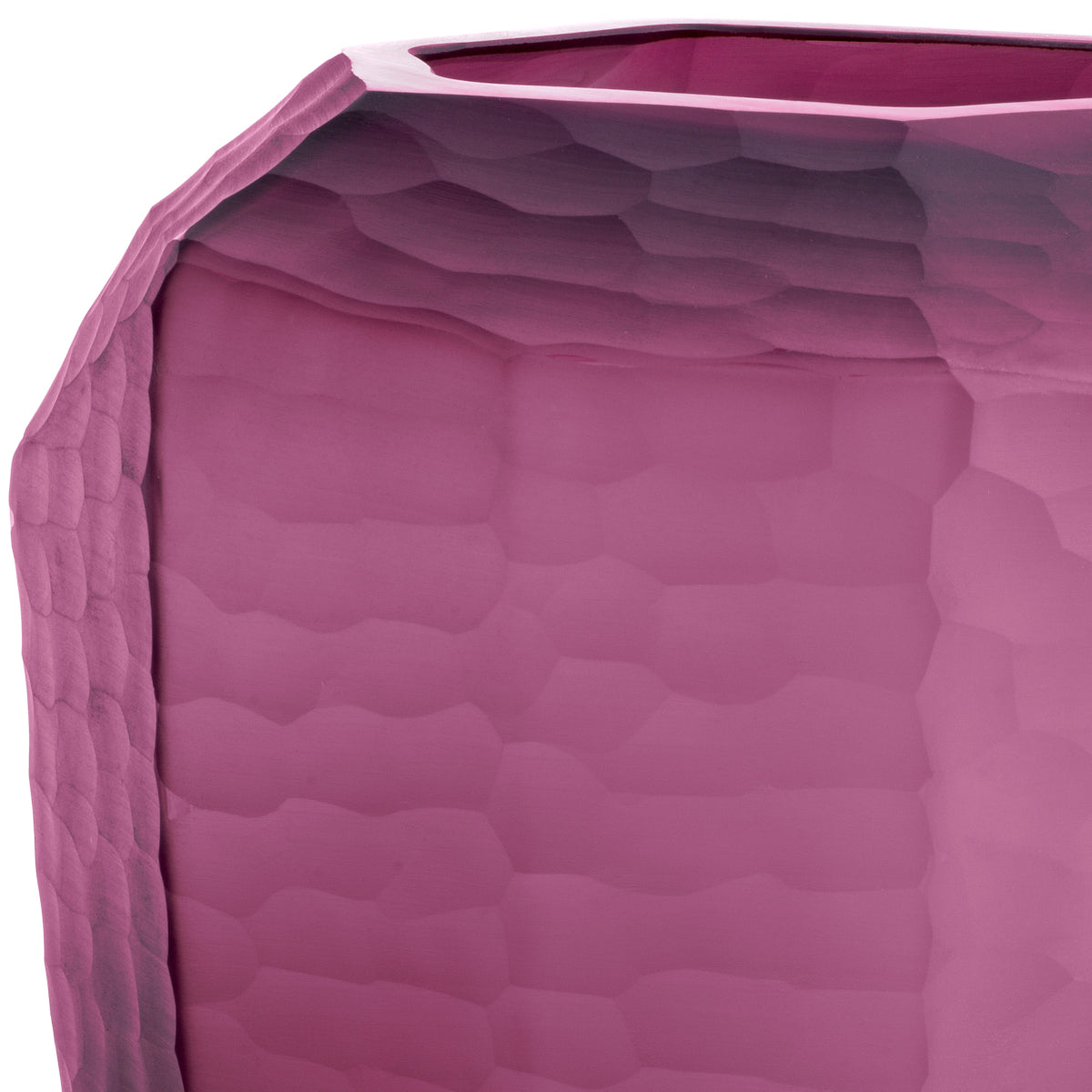 Larisa Purple Glass Vase by Eichholtz, hand-chiseled glass detail