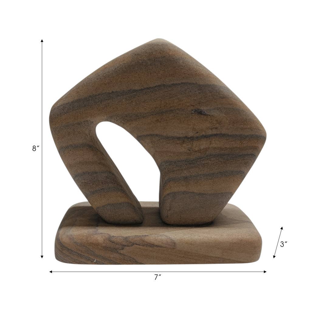 Decorative Sculpture - Tan Sandstone Minimalist, 7 in. - Decor Addict, LLC