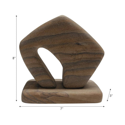 Decorative Sculpture - Tan Sandstone Minimalist, 7 in. - Decor Addict, LLC