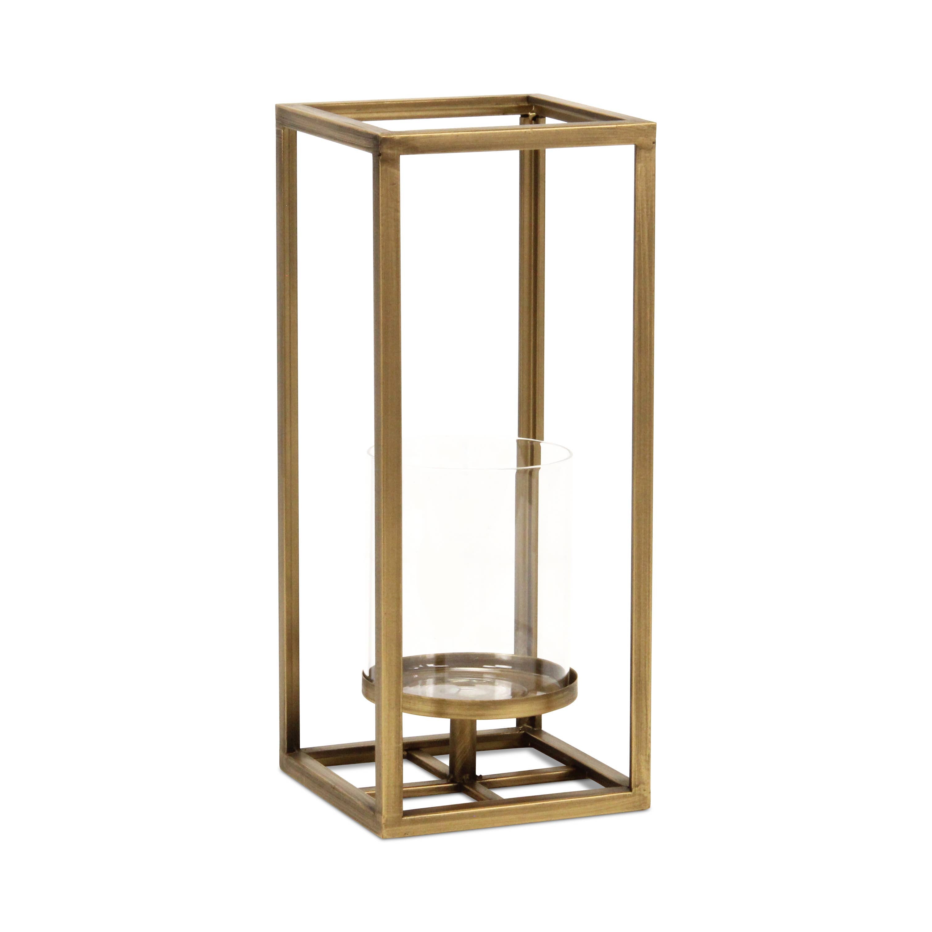 Pembertale Tall Square Gold Metal Lantern: Large - Decor Addict, LLC
