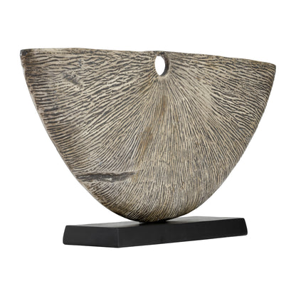 Metal,13"h Corrugated Half Circle Sculpture,ivory - Decor Addict, LLC