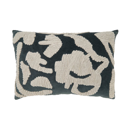 Luxe Embroidered Velvet Throw Pillow: Blue-Grey / Cover Only / 16"x24" - Decor Addict, LLC