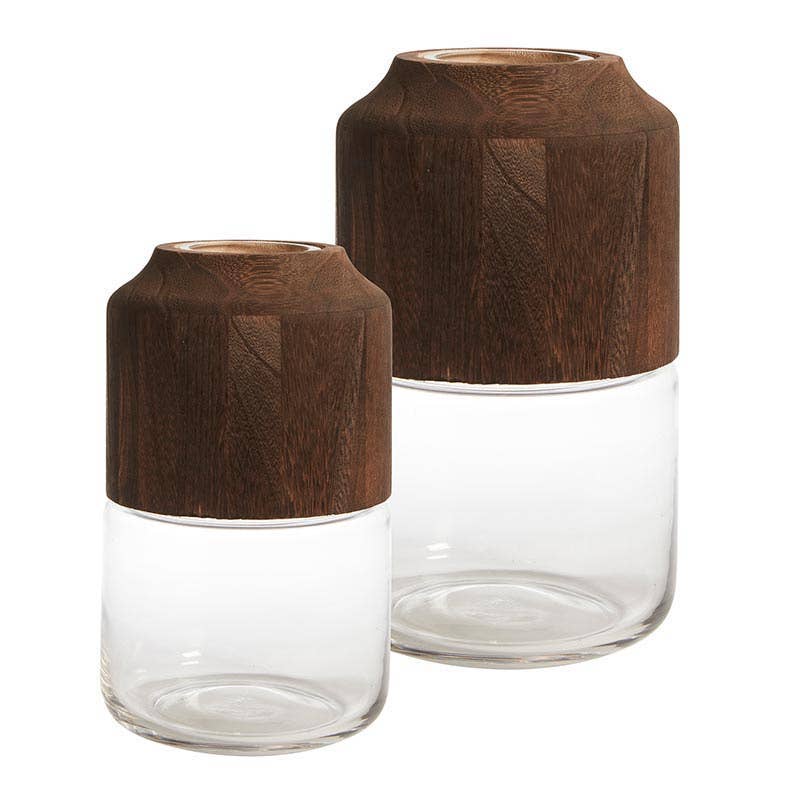 Wood Accent Vases - Set of 2 - Decor Addict, LLC