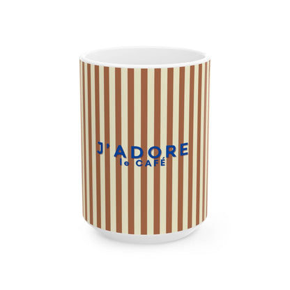 I Love Coffee Ceramic Mug-BROWN, J'adore le Café: 11oz