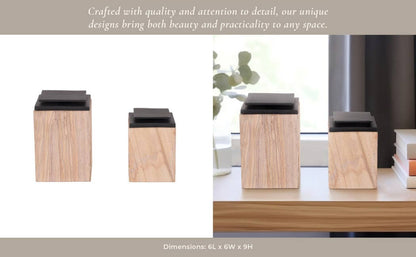 Decorative Boxes Set of 2 - Brown Marble Sandstone, 8/9 in. - Decor Addict, LLC