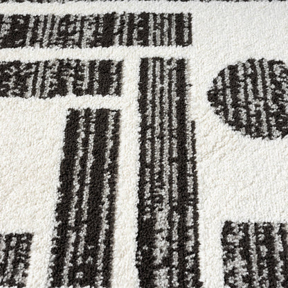 Abani Rugs Nomad Cream and Grey Lines Area Rug: 2' x 3' - Decor Addict, LLC