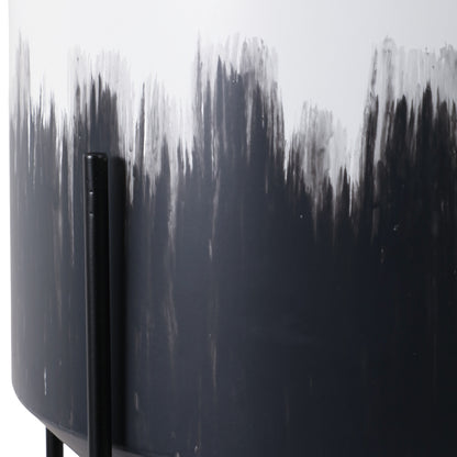 S/2 19/23" Metal Planters On Stands, White/blk Kd - Decor Addict, LLC