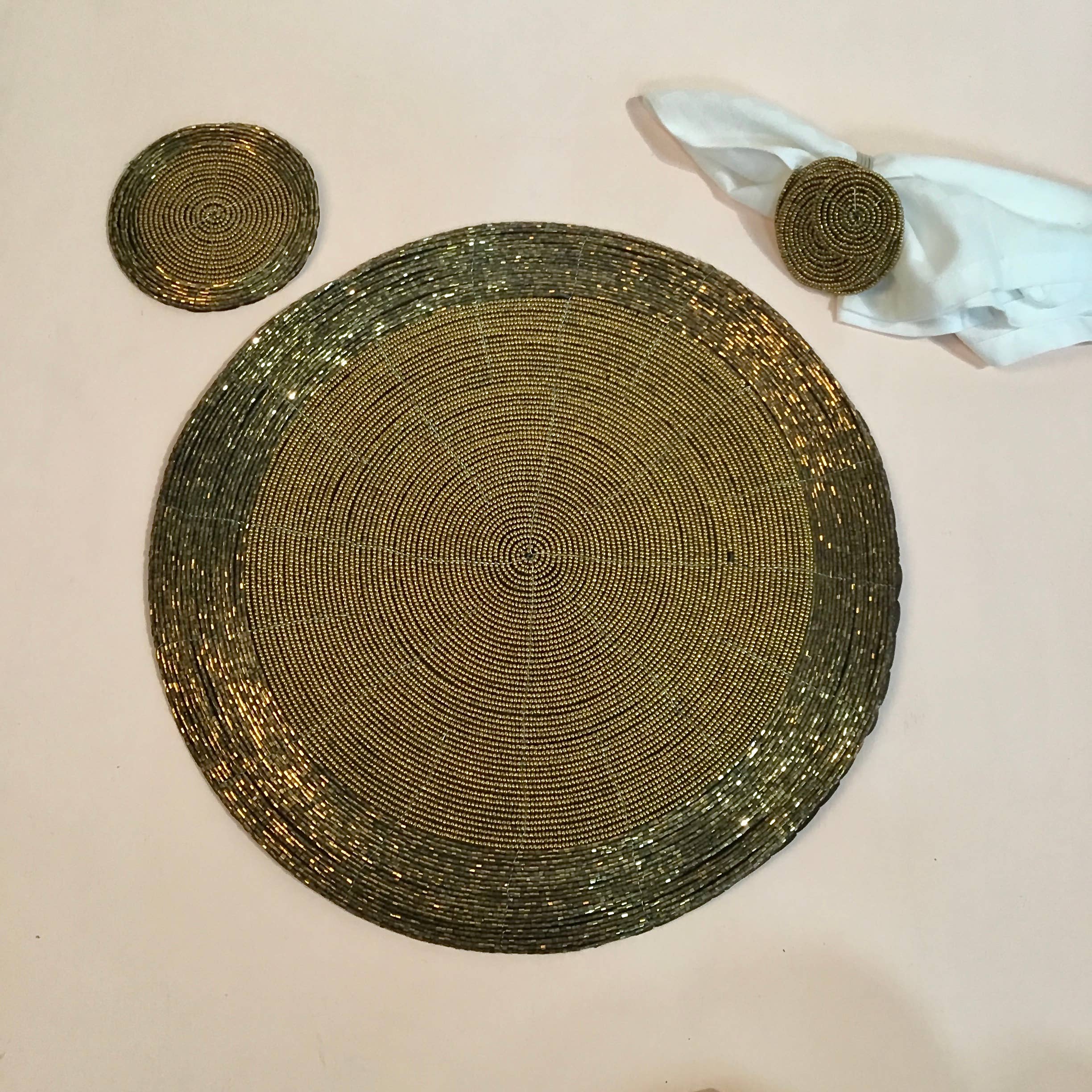 Golden Bead Place Set (3-Piece) - Decor Addict, LLC