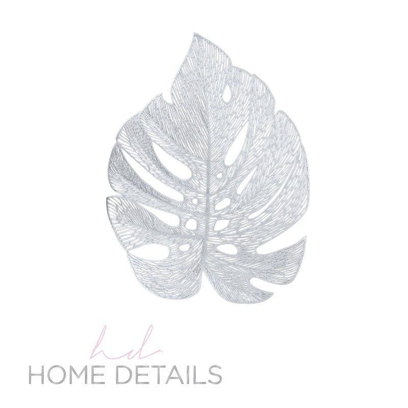 Home Details Leaf Shape Placemat in Silver - Decor Addict, LLC