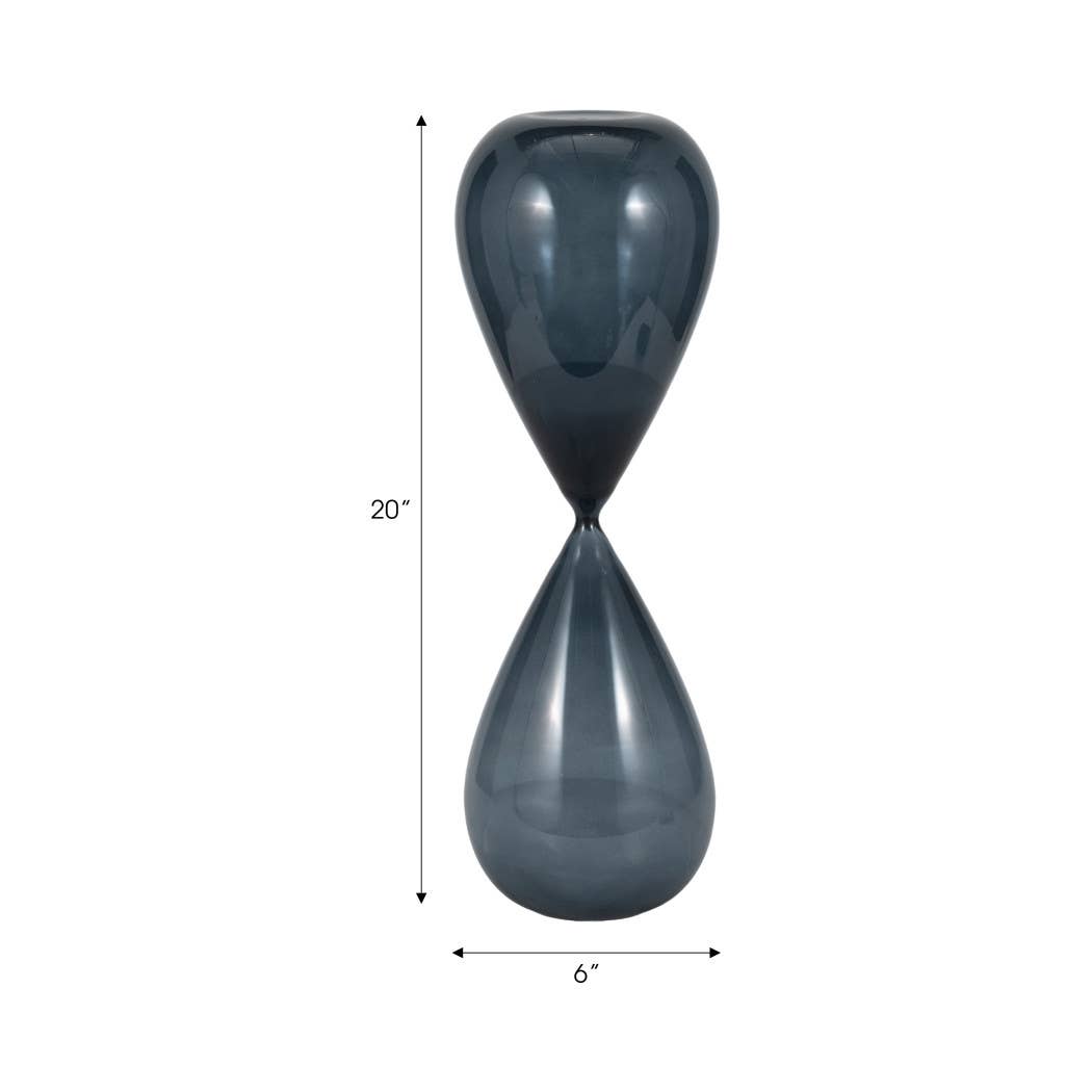 Glass Small Sleek Teardrop Hourglass - Blue, 20 in. - Decor Addict, LLC