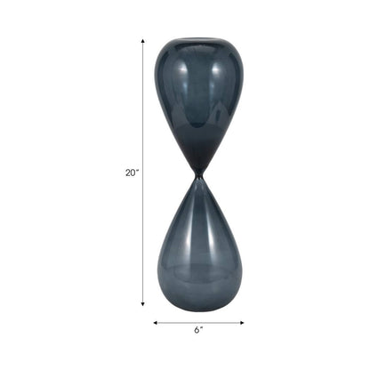 Glass Small Sleek Teardrop Hourglass - Blue, 20 in. - Decor Addict, LLC
