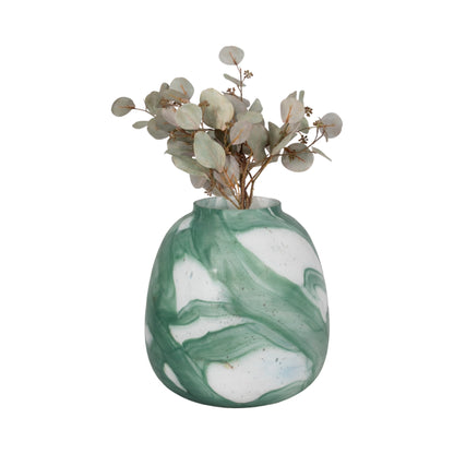 13" Ebb & Flow Vase, Green/clear - Decor Addict, LLC