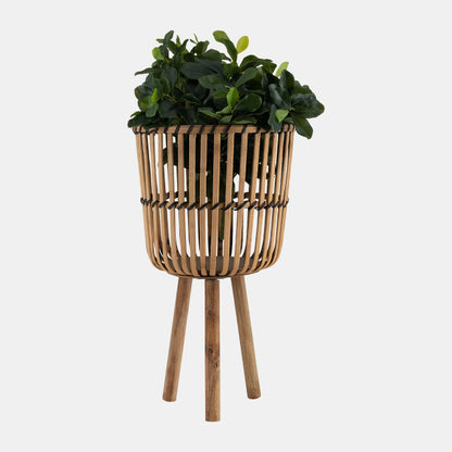 Bamboo Footed Planters 11/13/15", Natural - Decor Addict, LLC