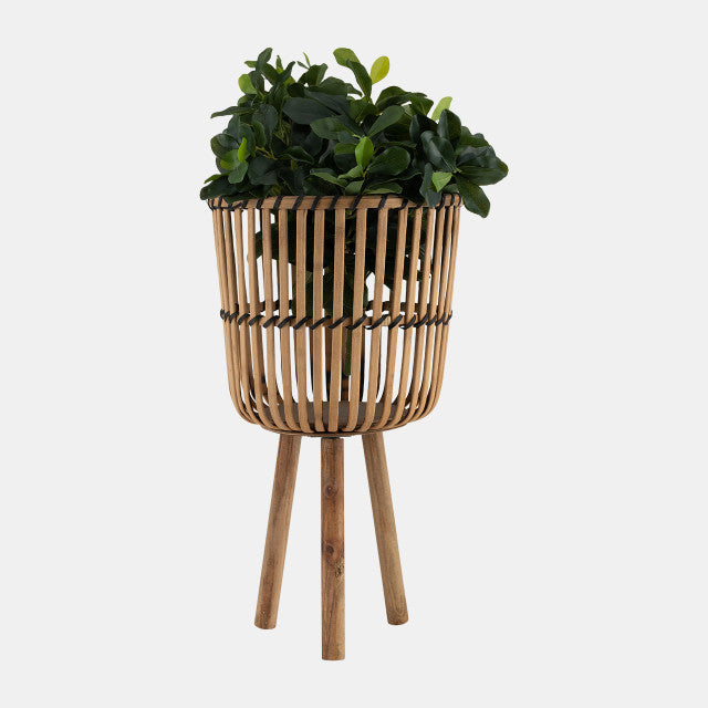 Bamboo Footed Planters 11/13/15", Natural - Decor Addict, LLC