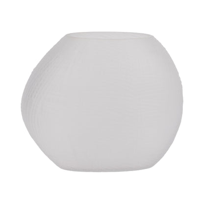 Glass 10"h Textured Vase, Frosted White - Decor Addict, LLC