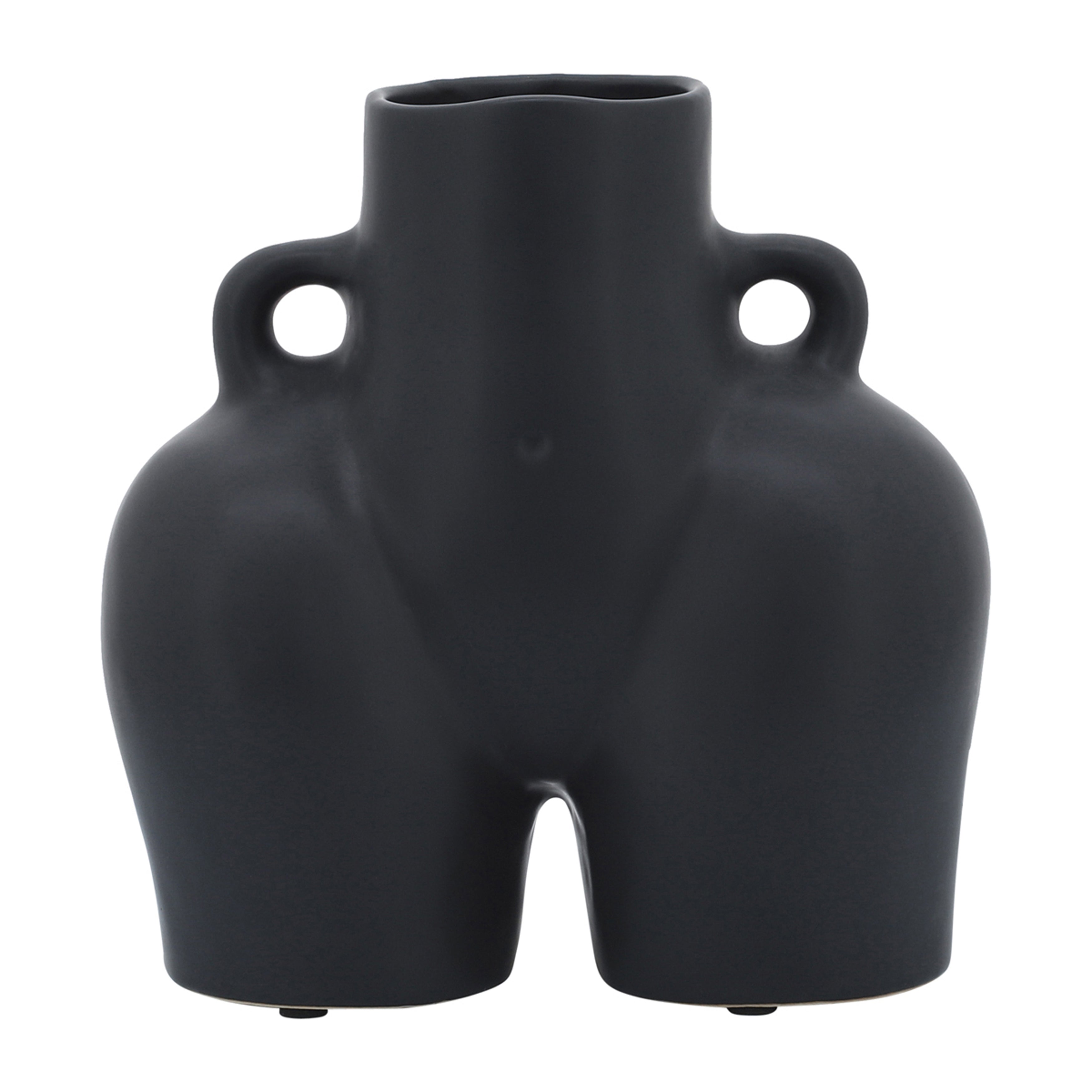 Cer, 7" Half Body Vase, Black - Decor Addict, LLC