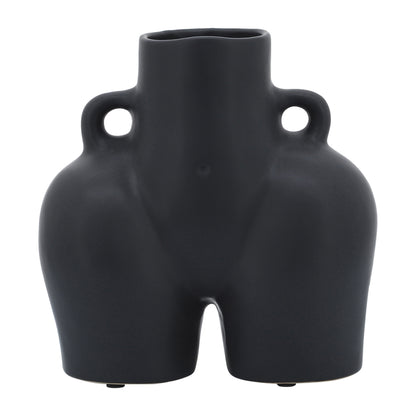 Cer, 7" Half Body Vase, Black - Decor Addict, LLC