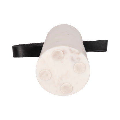 5" Marble Doorstop With Leather Handle, White/blac - Decor Addict, LLC