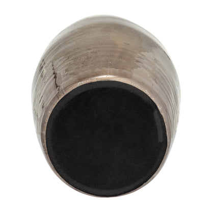 Glass 24" Vase W/ Metal Ring, Champagne - Decor Addict, LLC