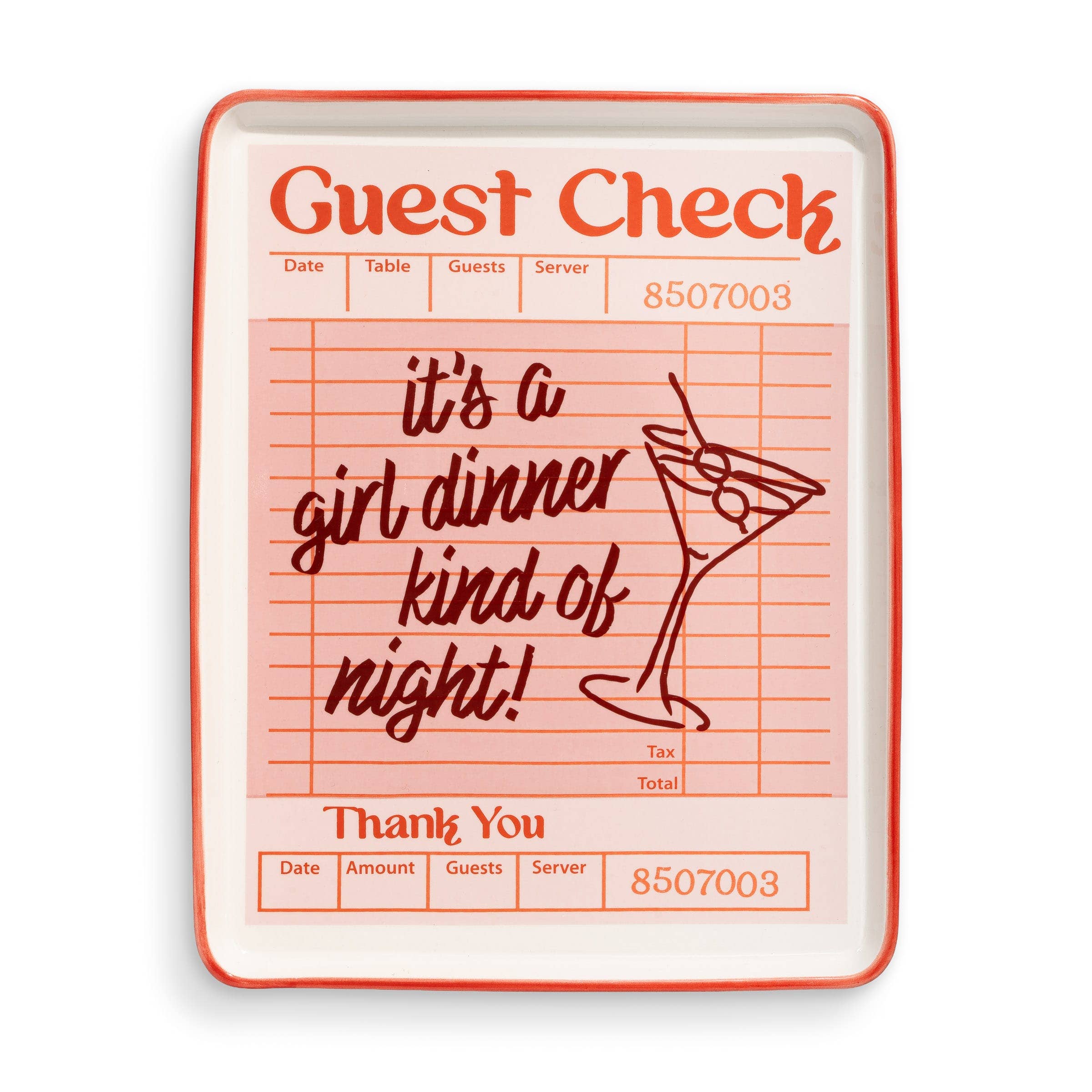 Girl Dinner Guest Check Ceramic Tray, 12" - Decor Addict, LLC