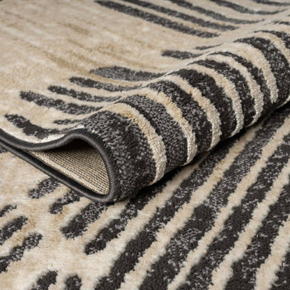 Abani Rugs TER210A Beige Black Wave Contemporary Area Rug: 2' x 3' - Decor Addict, LLC